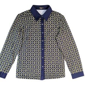 J McLaughlin Monroe Shirt Womens XL Button Up Collared Belt Design